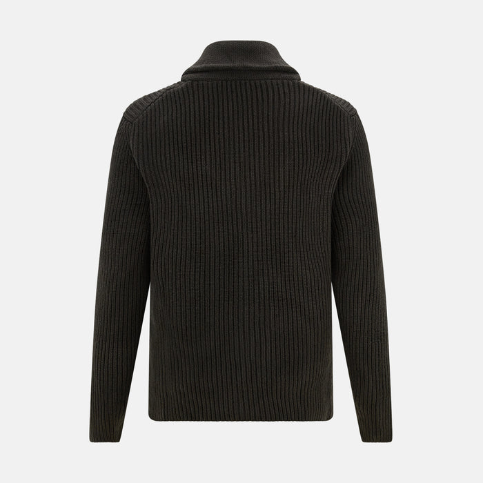 Dark Brown Cashmere Shawl Collar Cardigan Image 2