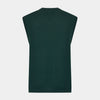 View 3 of product Turnbull & Asser's Petrol Green Fine Merino V-Neck Vest is shown from the front on a white background, highlighting its classic and simple sleeveless design.