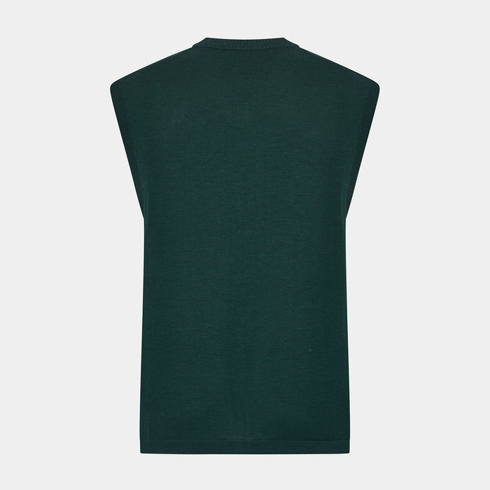 Petrol Green Fine Merino V-Neck Vest Image 2