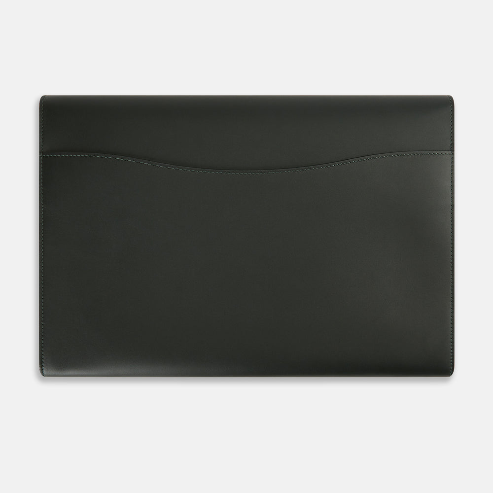 A stylish, forest green leather snap-fasten pouch by Turnbull & Asser is pictured against a plain white background.