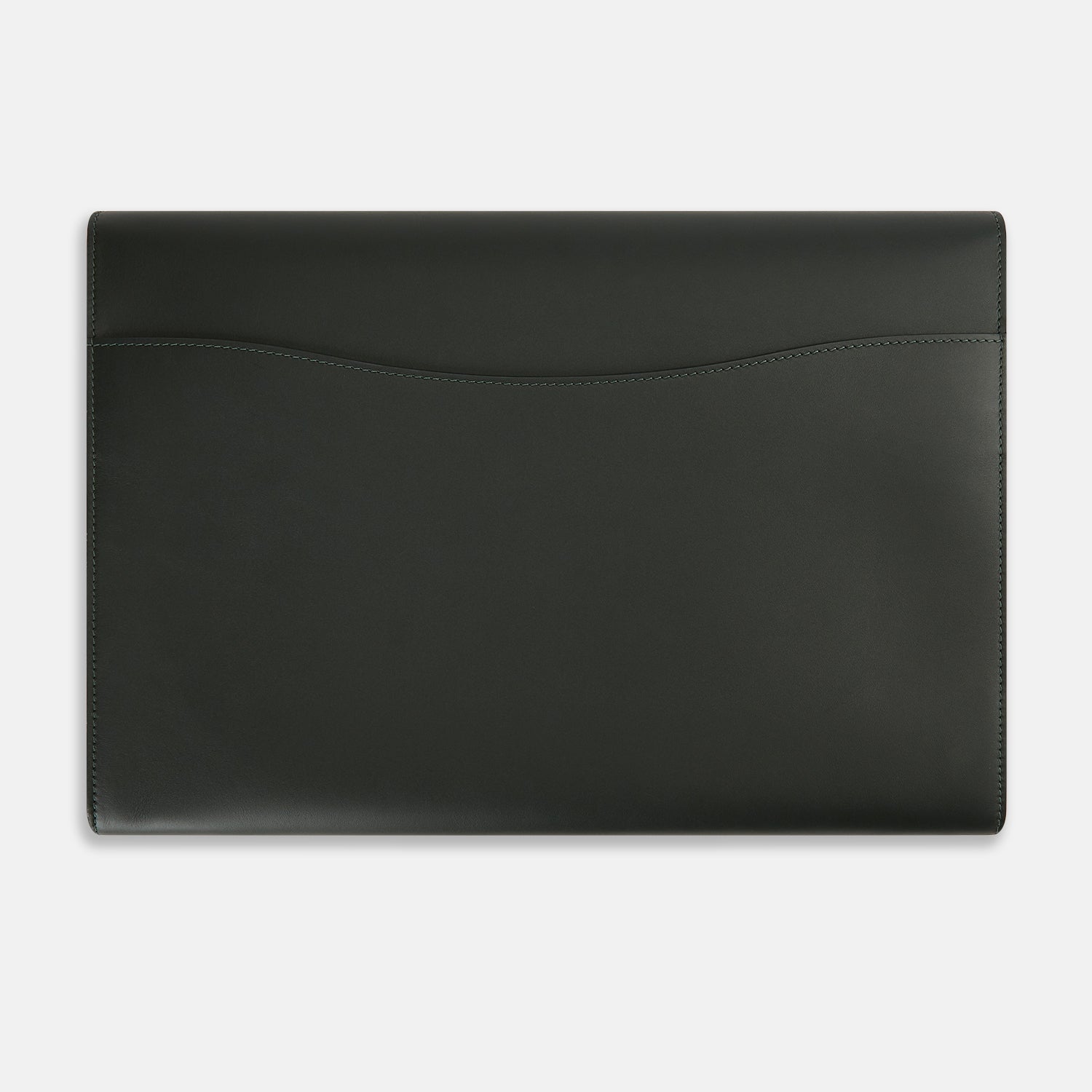 View 4 of product A stylish, forest green leather snap-fasten pouch by Turnbull & Asser is pictured against a plain white background.