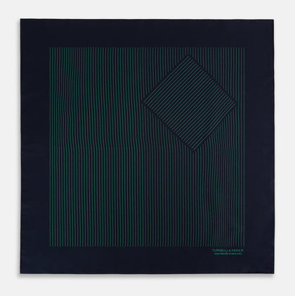 Navy and Hunter Green Stripe Silk Pocket Square Image 3