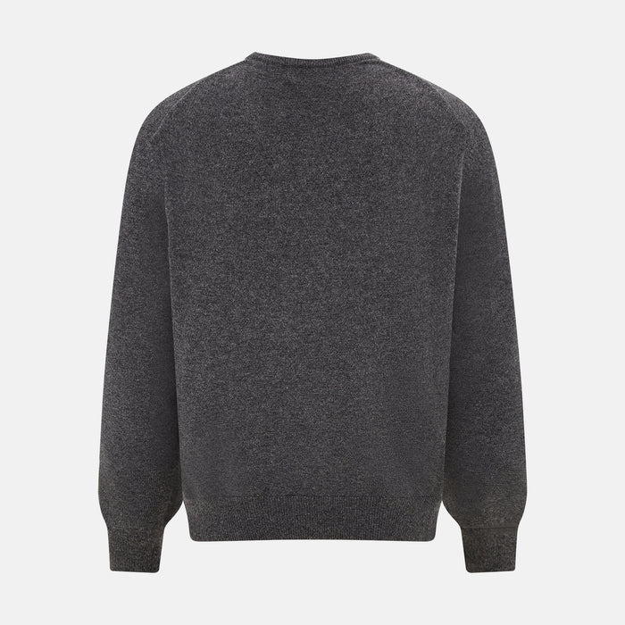 Charcoal Grey Cashmere V-neck Jumper Image 2