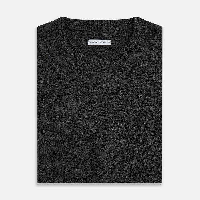 Dark Grey Cashmere Round Neck Jumper Image 3