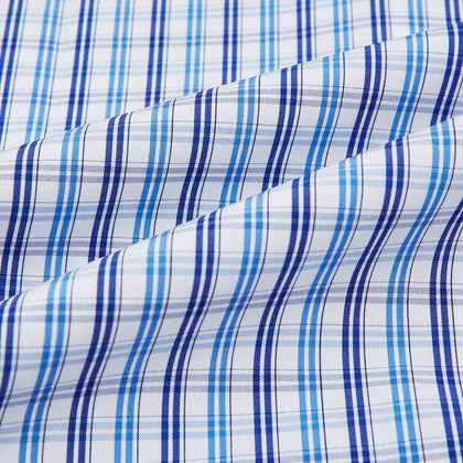 Blue and Navy Multi Check Mayfair Shirt Image 5