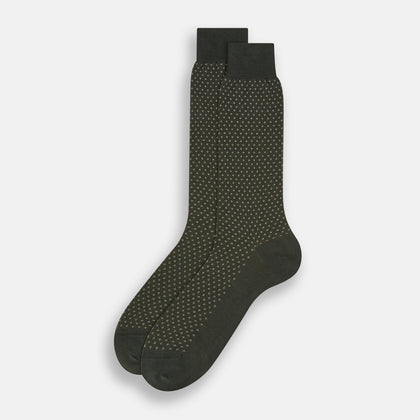 Forest Green Motif Mid-Length Socks Image 1
