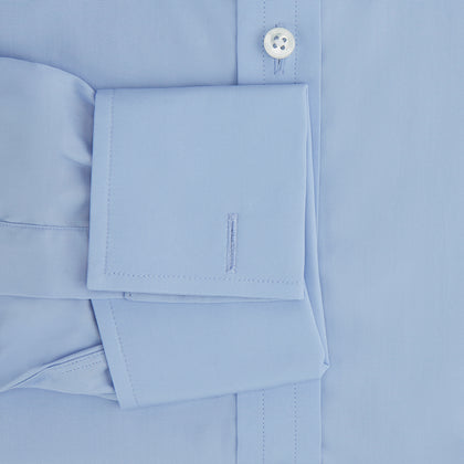 Blue Cotton Shirt with T&amp;A Collar and Double Cuffs Image 3