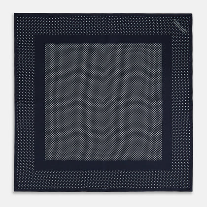 Navy and Light Blue Dot Silk Pocket Square Image 3