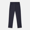 View 3 of product Turnbull & Asser Navy Wool Blend Single Pleated Gerry Trousers, featuring classic fit, button and zipper closure, belt loops, and straight legs, displayed flat on a white background.