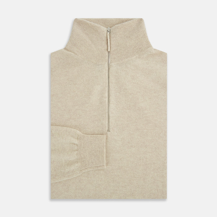 Cream Half-Zip Cashmere Jumper Image 3