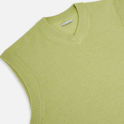 Melon Green Fine Merino V-Neck Vest Image 1