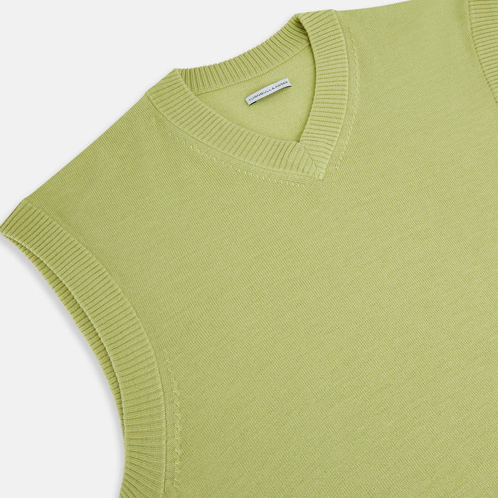 Melon Green Fine Merino V-Neck Vest Image 1