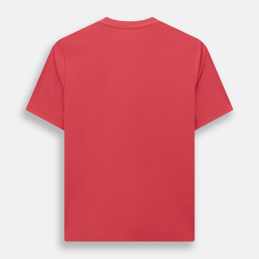 The Turnbull & Asser Honeysuckle Short-Sleeve T-shirt is shown on a white background. This high-quality red tee features a plain design with short sleeves and a crew neckline, offering versatile, logo-free style.