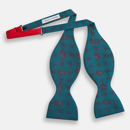 Teal Paisley Silk Bow Tie Image 1