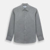 View 1 of product The Grey Linen Westminster Shirt by Turnbull & Asser is a long-sleeve, light gray button-up with a formal collar and white buttons, highlighting British craftsmanship and laid flat on a white background.