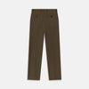 View 3 of product Close-up of the back of Turnbull & Asser's Khaki Green Cotton Twill Manson Trouser, featuring a single buttoned back pocket, belt loops, and fine stitching details—a menswear essential.