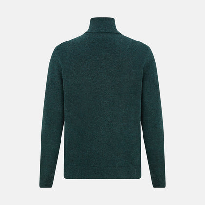Forest Green Melange Half-Zip Cashmere Jumper Image 2
