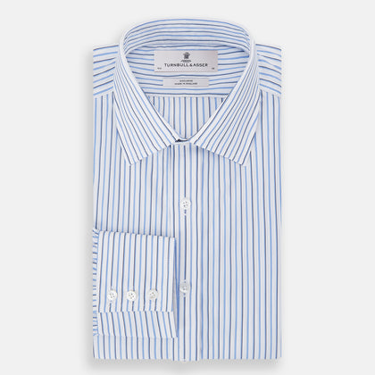 Blue and Navy Double Stripe Mayfair Shirt Image 4