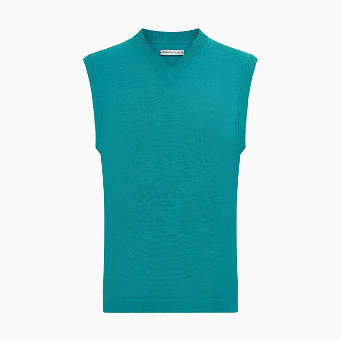 Turquoise Fine Merino V-Neck Vest Image 3