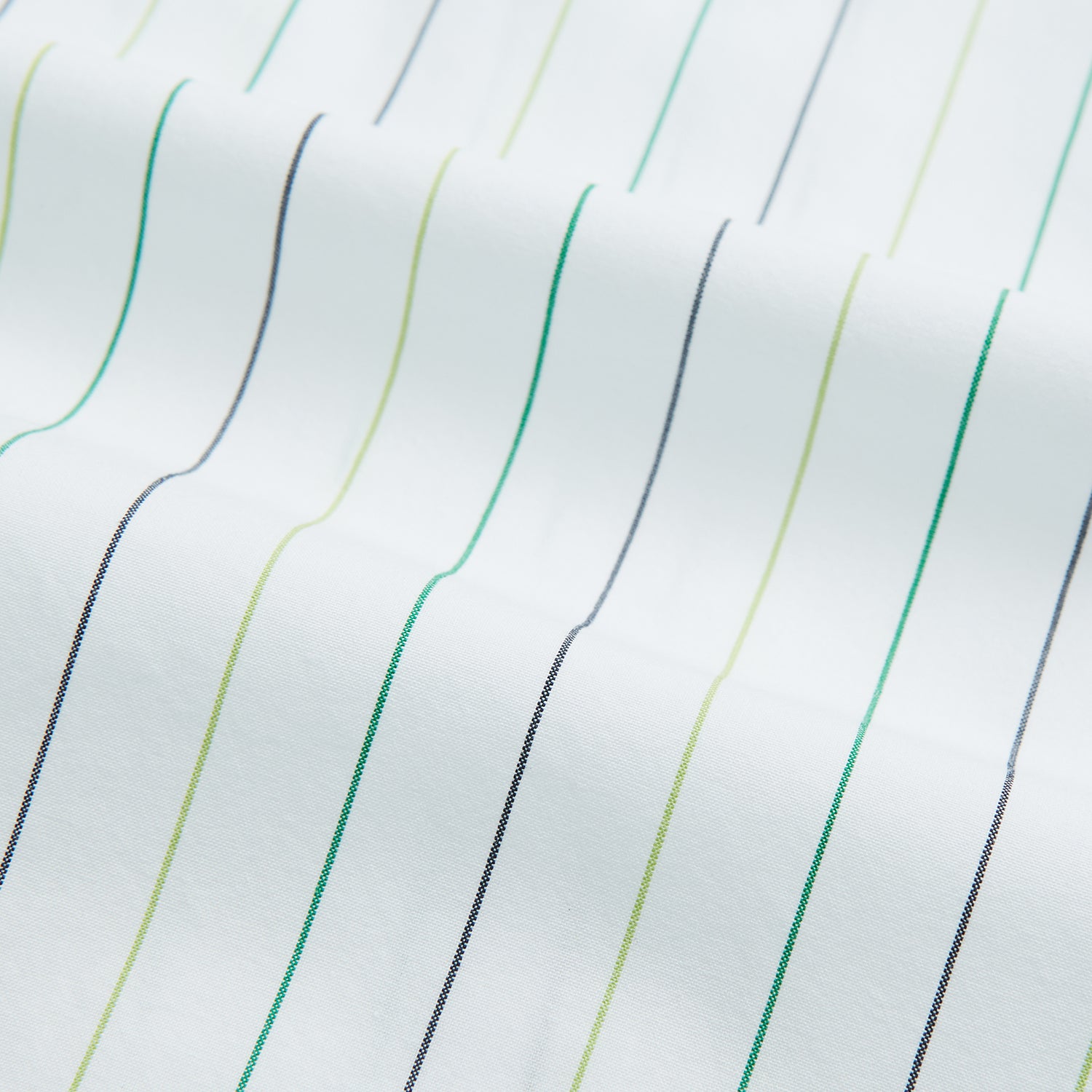 View 6 of product A Green Wide Pinstripe Mayfair Shirt by Turnbull & Asser, featuring long sleeves, a button-up front, and a T&A collar, is shown flat on a white background.