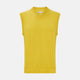 The Turnbull & Asser Canary Yellow Fine Merino V-Neck Vest is a sleeveless knit sweater with ribbed trim, adding elegance to any gentleman's outfit. Shown here on a plain white background.