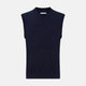 The Turnbull & Asser Navy Fine Merino V-Neck Vest is a sleeveless sweater exuding sophistication with its classic design, shown on a plain white background.