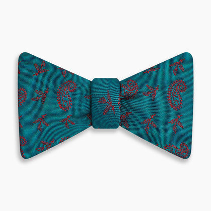 Teal Paisley Silk Bow Tie Image 3