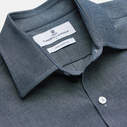 Blue Weekend Fit Oxford Finch Shirt With Derby Collar And Chest Pocket Image 1