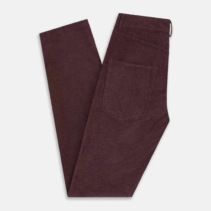 Burgundy Corduroy Charles Trousers Image 5