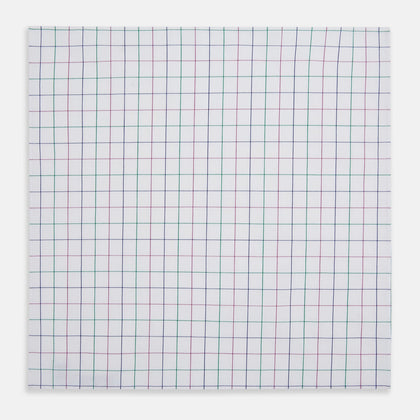 Hand Rolled Pink and Green Grid Check Handkerchief Image 2