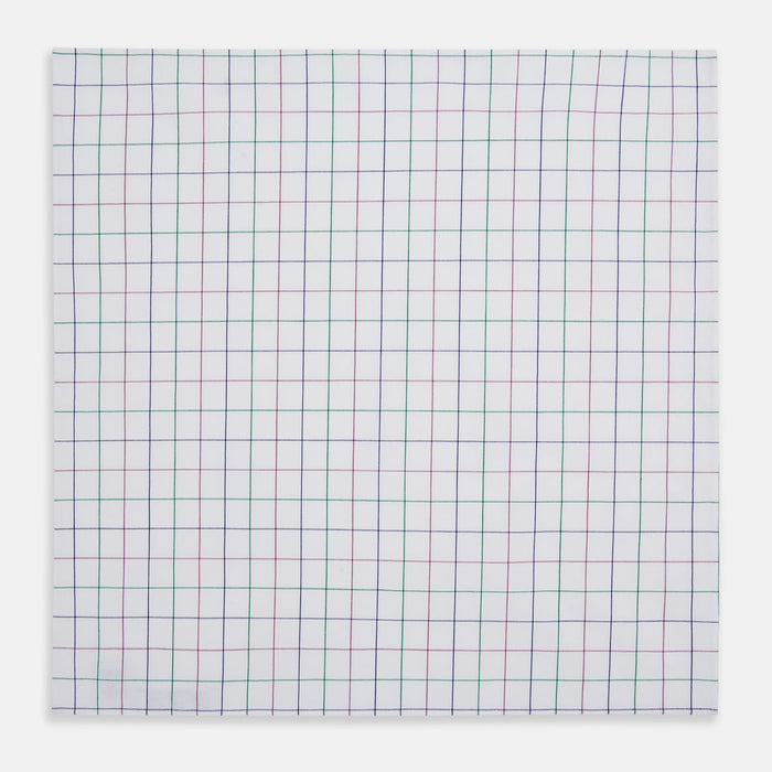 Hand Rolled Pink and Green Grid Check Handkerchief Image 2