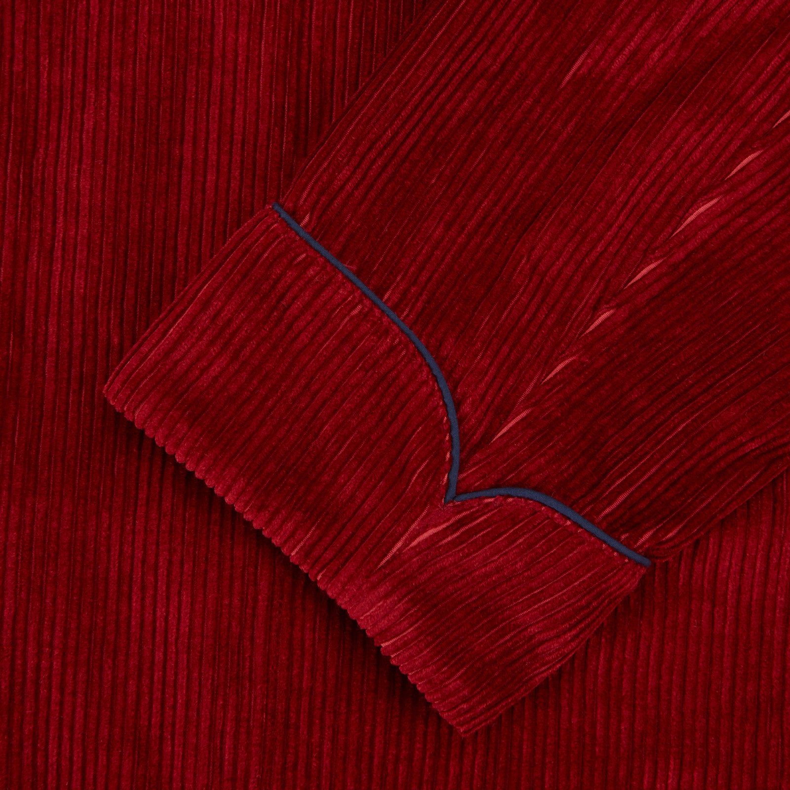 View 2 of product The Turnbull & Asser Burgundy Linen & Cotton Cord Gown, expertly made in England, features a shawl collar, patch pockets, and a matching fabric belt—shown here on a white background.