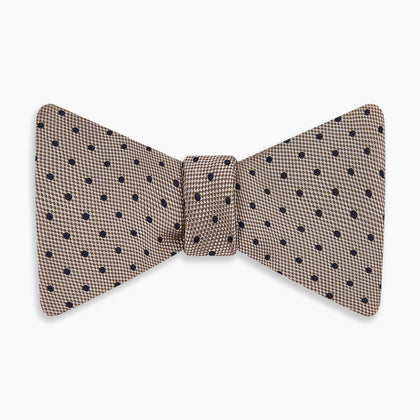 Navy and Taupe Micro Dot Silk Bow Tie Image 3