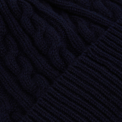 Midnight Blue Cable Knit Cashmere Beanie Image 1