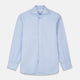 The Yellow and Blue Prince of Wales Check Belgravia Shirt by Turnbull & Asser features a classic collar, white buttons, long sleeves, and a checked pattern, displayed laid flat on a white background.