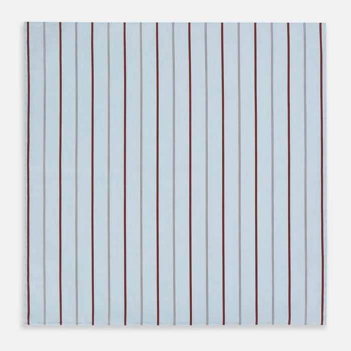 Burgundy Wide Pinstripe Hand-Rolled Handkerchief Image 2