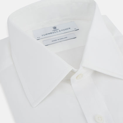Plain White Cotton Shirt with T&A Collar and Double Cuffs Image 1