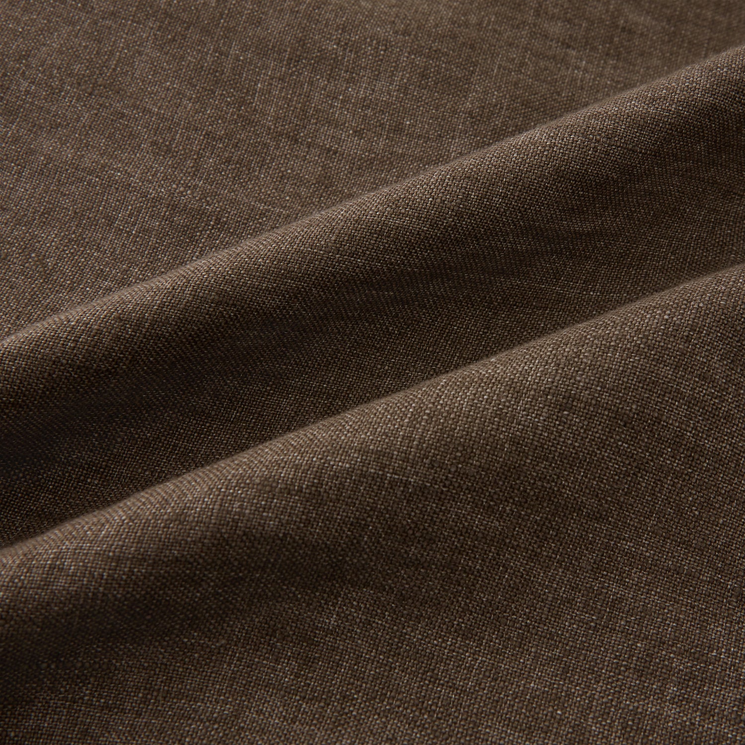 View 5 of product The Pine Cone Linen Holland Shacket by Turnbull & Asser is a brown men's lightweight outerwear piece with a collar, long sleeves, three front zip pockets, and black buttons, shown on a white background.