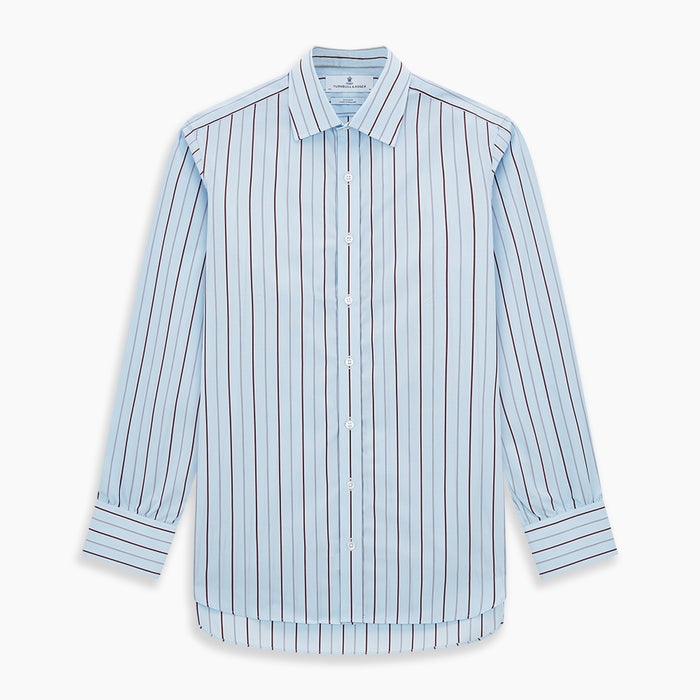 Burgundy Wide Pinstripe Mayfair Shirt Image 6