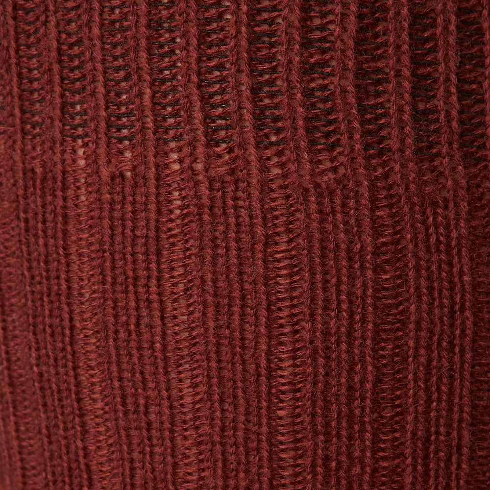 The Turnbull & Asser CASHMERE/COTTON BLEND RUST 3/4 SOCK is shown in a ribbed, knee-high style and deep reddish-brown shade against a plain white background.