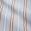 View 4 of product Turnbull & Asser's Beige Multi Stripe Cotton Regular Fit Penrose Shirt features blue, beige, and white vertical stripes with a crisp white collar and cuffs. Displayed on a plain background.