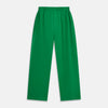 View 5 of product The Turnbull & Asser Green Silk Hyde Pyjamas Set features a long-sleeve button-up top with three pockets and modern fit elastic waistband pants in silk blend, both shown laid flat on a white background.