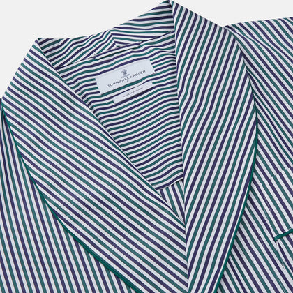Green and Blue Stripe Cotton Arnold Gown Image 1
