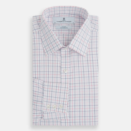 Pink Overlay Grid Check Mayfair Shirt Image 4