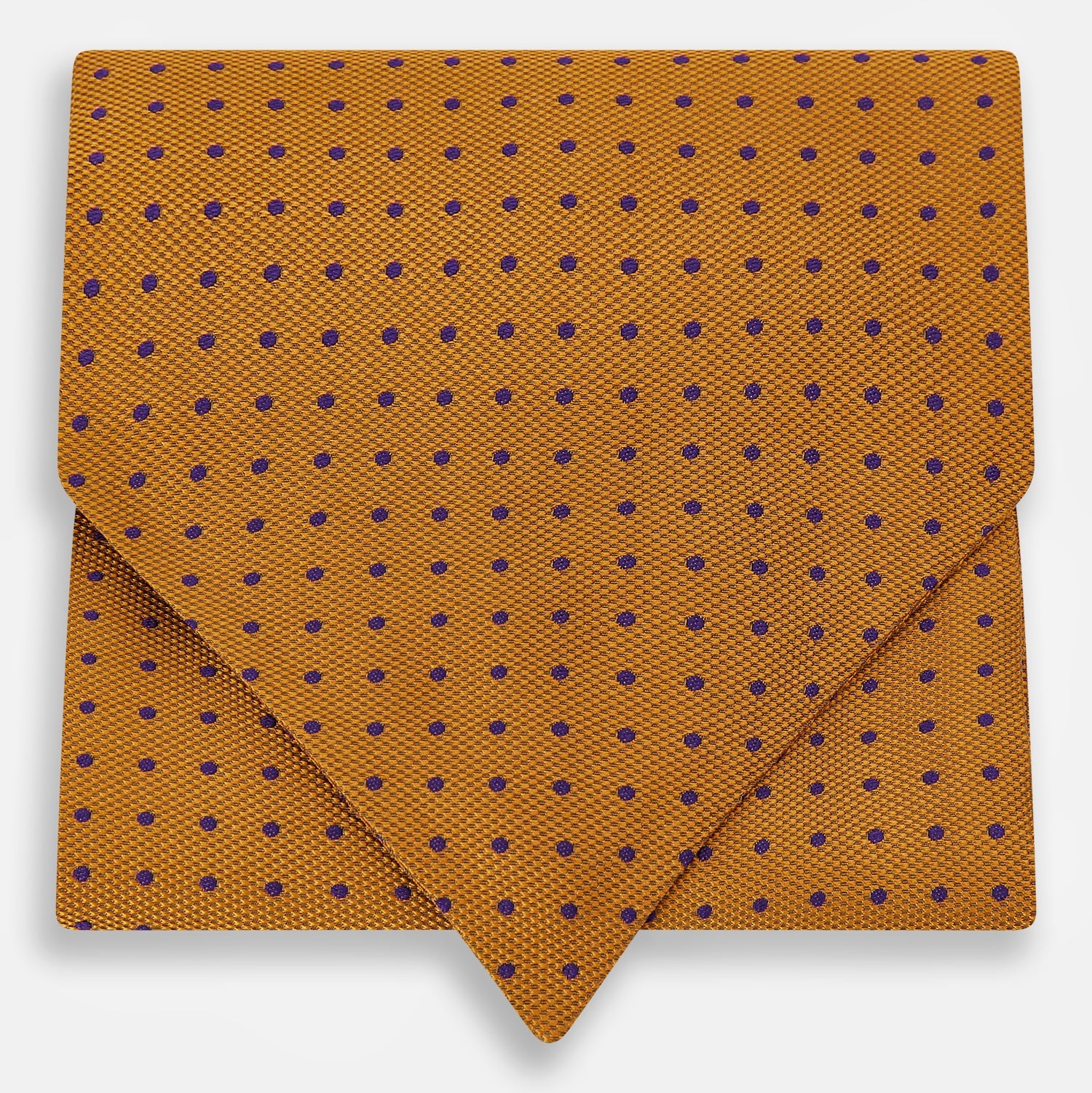 View 1 of product The Navy and Orange Micro Dot Silk Cravat by Turnbull & Asser features a refined pattern of micro dots, bringing color and sophistication to formalwear, displayed against a white background.