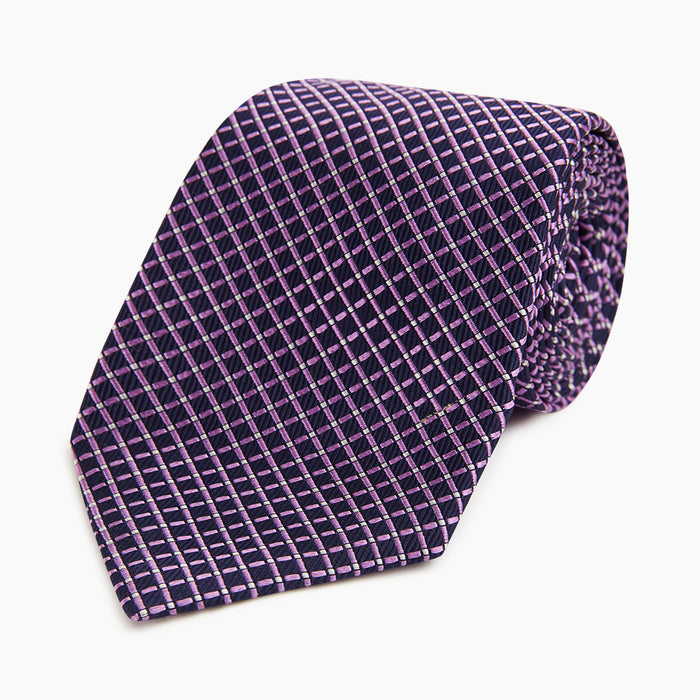 Purple and Navy Diamond Silk Tie Image 4