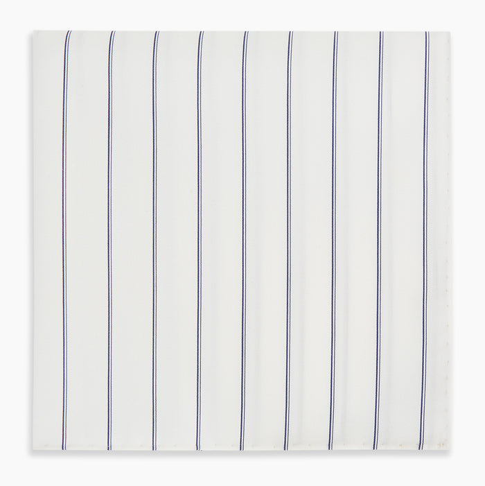 Dark Navy Double-Pinstripe Hand-Rolled Handkerchief Image 3