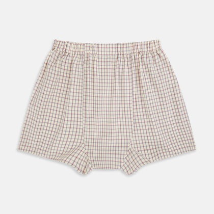 Pink and Cream Double Graph Check Godfrey Boxer Shorts Image 1