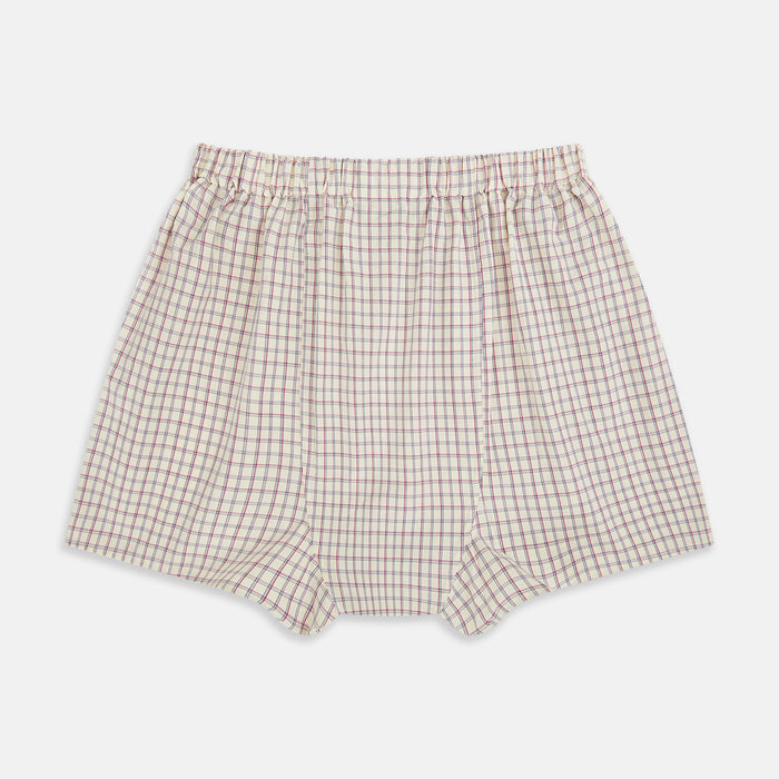 Pink and Cream Double Graph Check Godfrey Boxer Shorts Image 1