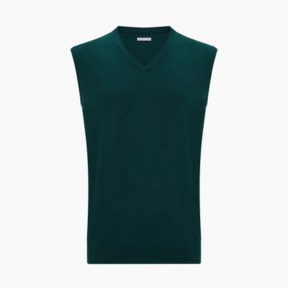 Moss Green Cashmere V-Neck Vest Image 3